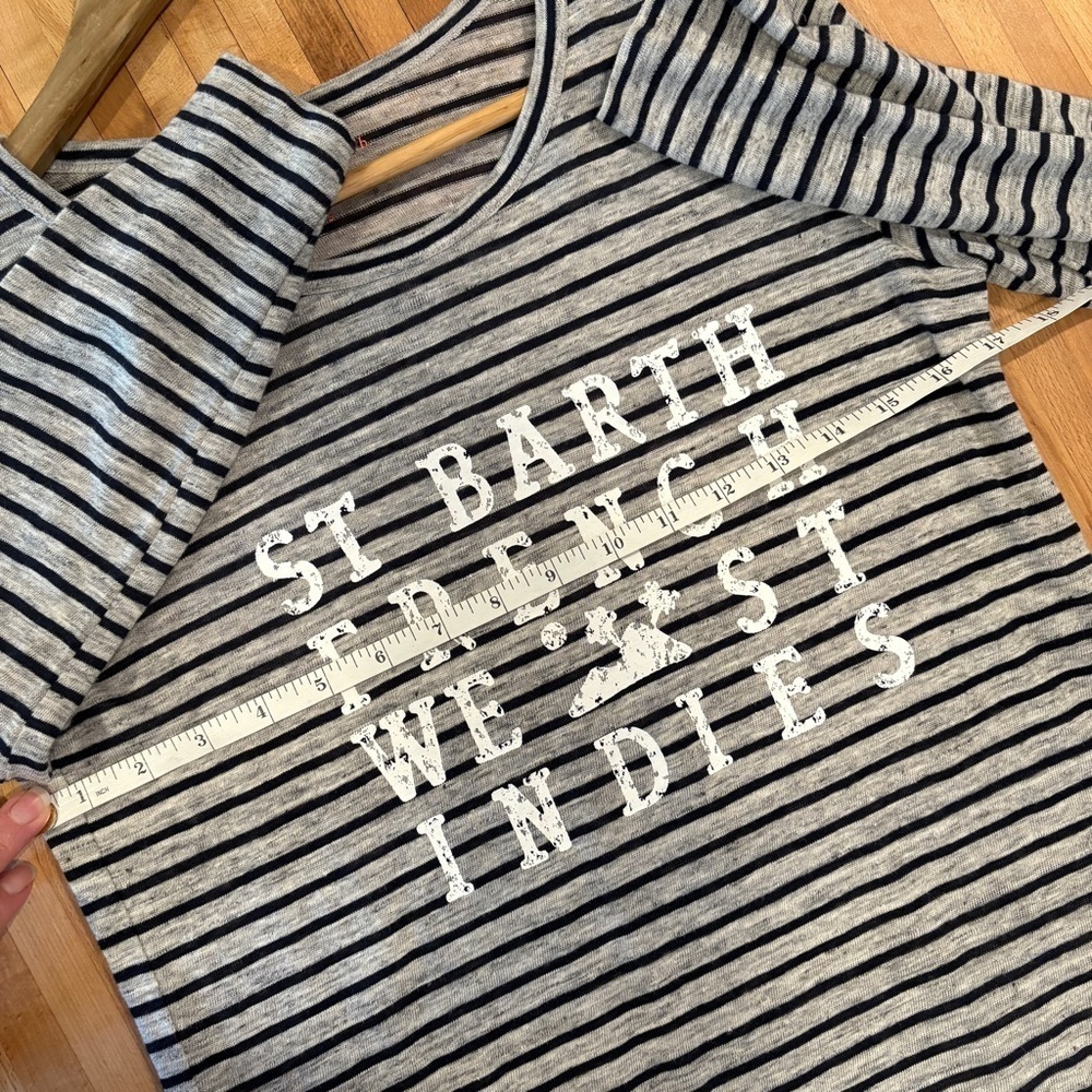 J. Crew Gray Striped St Barth French 3/4 Sleeve Top - Picture 5 of 6
